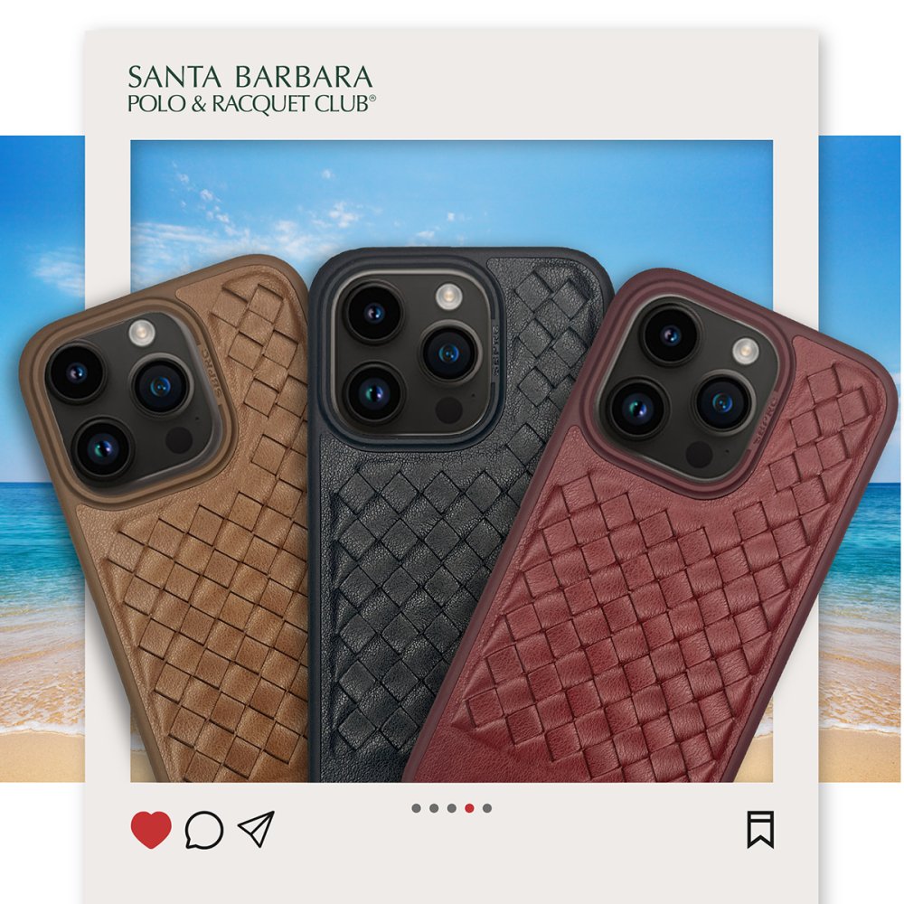 Santa Barbara Polo Racquet Club iPhone 15 Pro Max Ravel Deri Kapak - Kırmızı