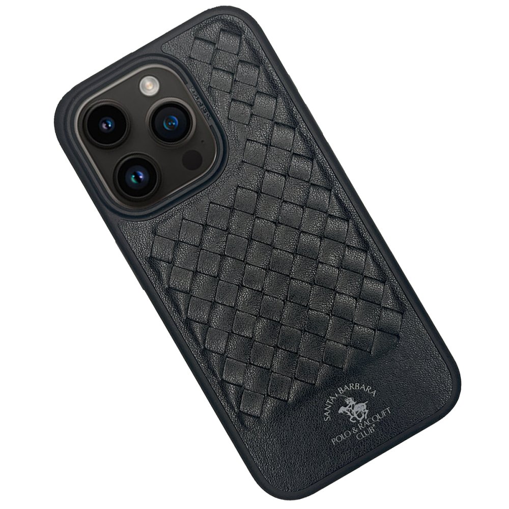 Santa Barbara Polo Racquet Club iPhone 15 Pro Max Ravel Deri Kapak - Siyah