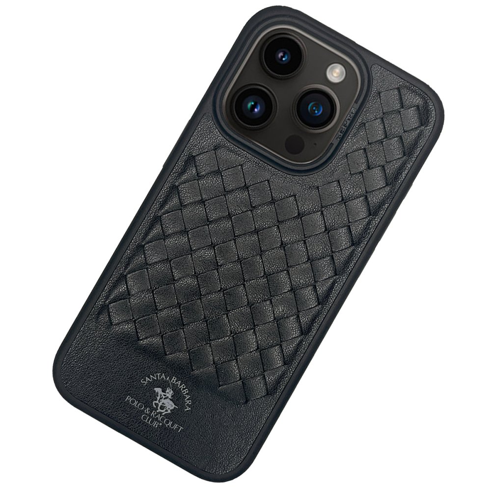 Santa Barbara Polo Racquet Club iPhone 15 Pro Max Ravel Deri Kapak - Siyah