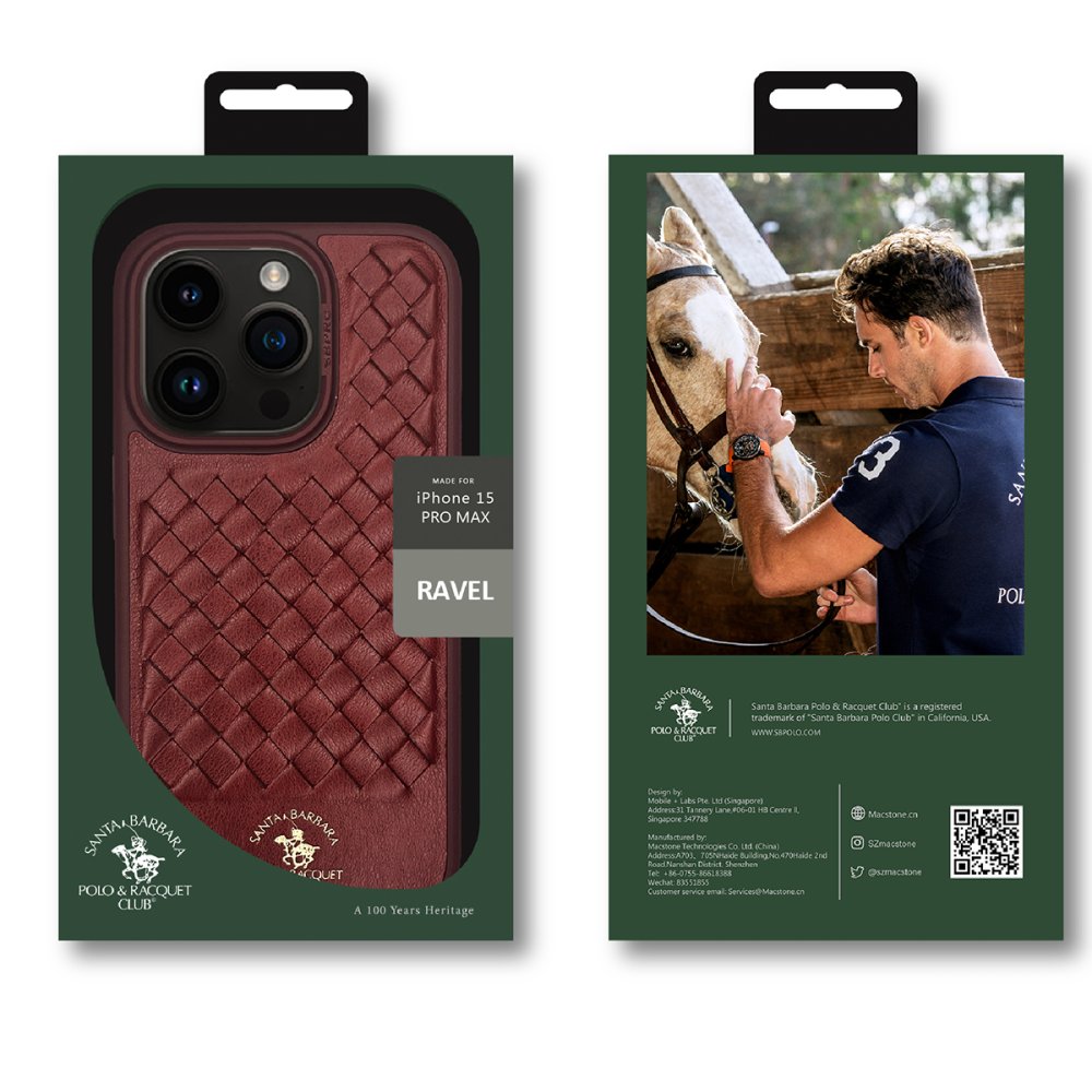 Santa Barbara Polo Racquet Club iPhone 15 Pro Max Ravel Deri Kapak - Siyah