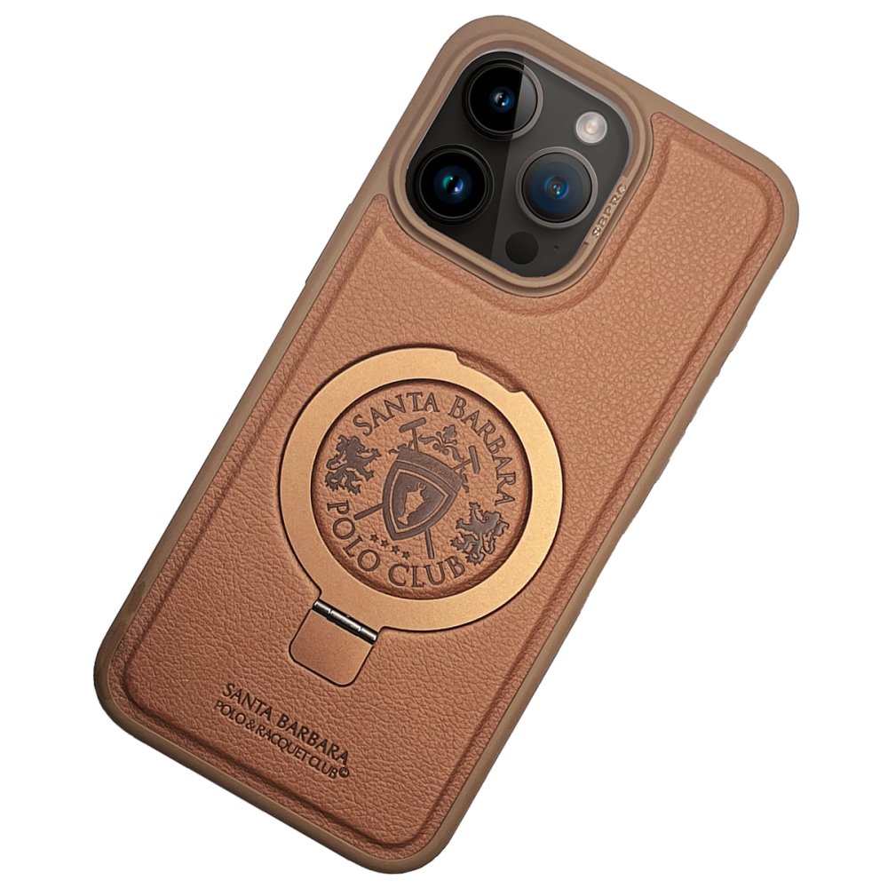 Santa Barbara Polo Racquet Club iPhone 15 Pro Primo Magsafe Stand Kapak - Kahverengi