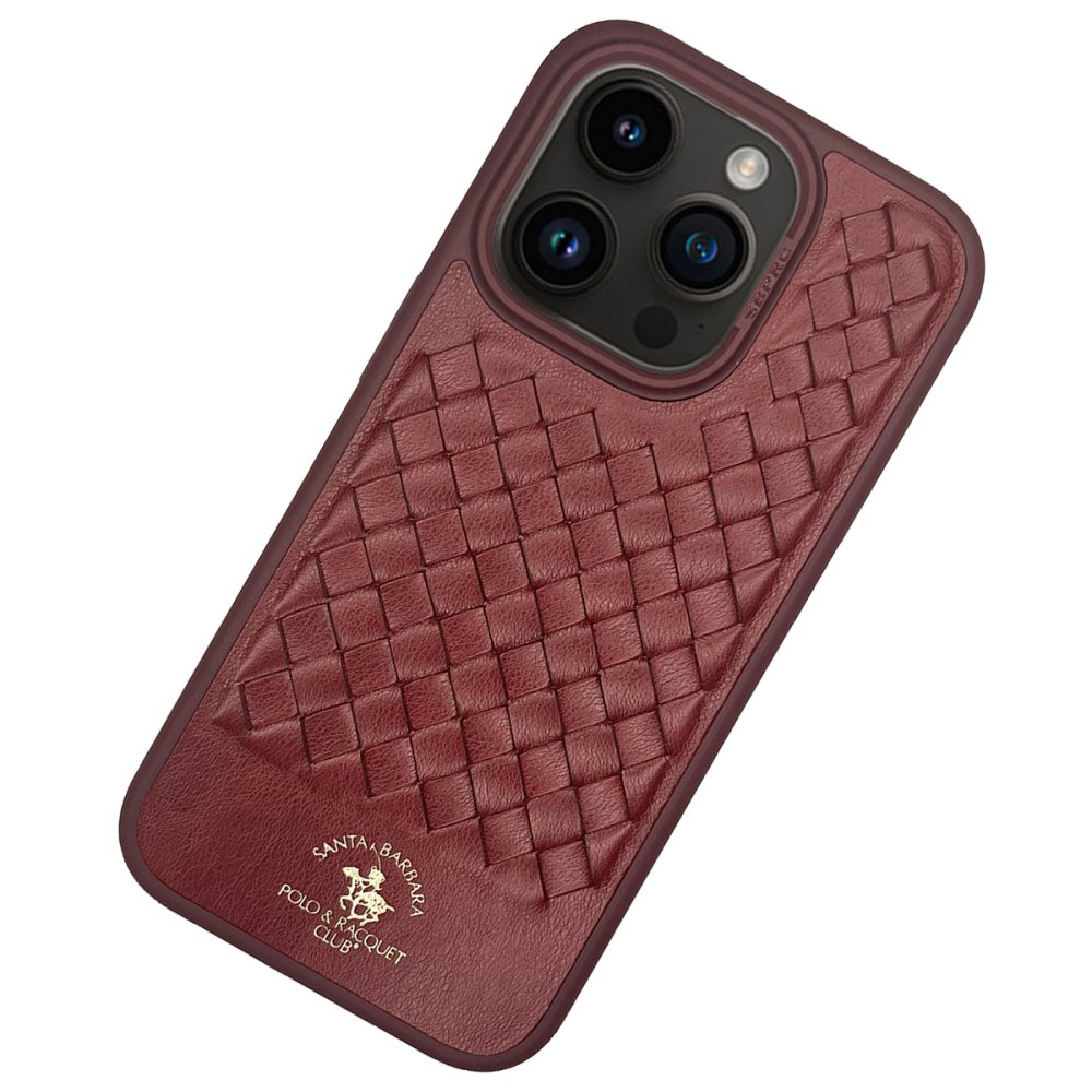 Santa Barbara Polo Racquet Club iPhone 15 Pro Ravel Deri Kapak - Kırmızı