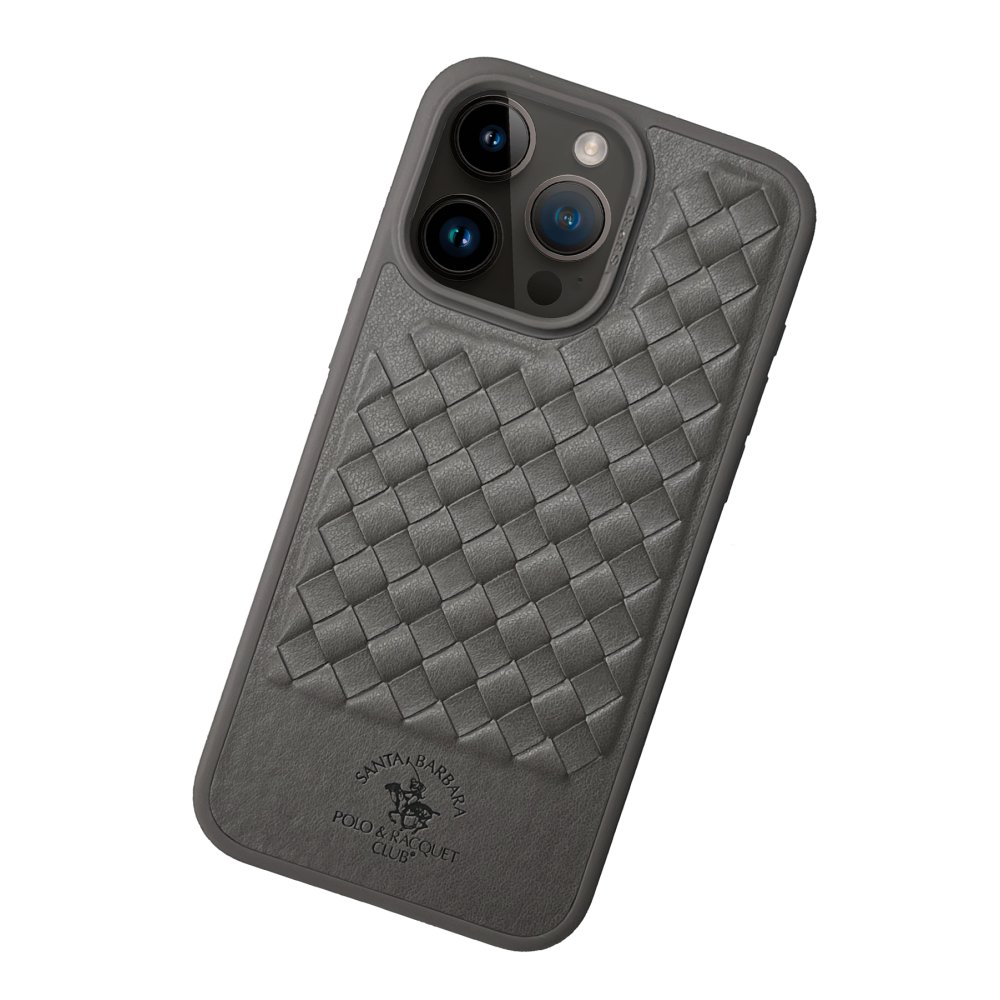 Santa Barbara Polo Racquet Club iPhone 15 Pro Ravel Deri Kapak - Titan Gri