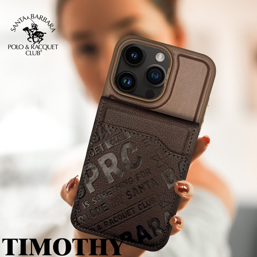 Santa Barbara Polo Racquet Club iPhone 15 Pro Timothy Cüzdanlı Standlı Kapak - Kahverengi