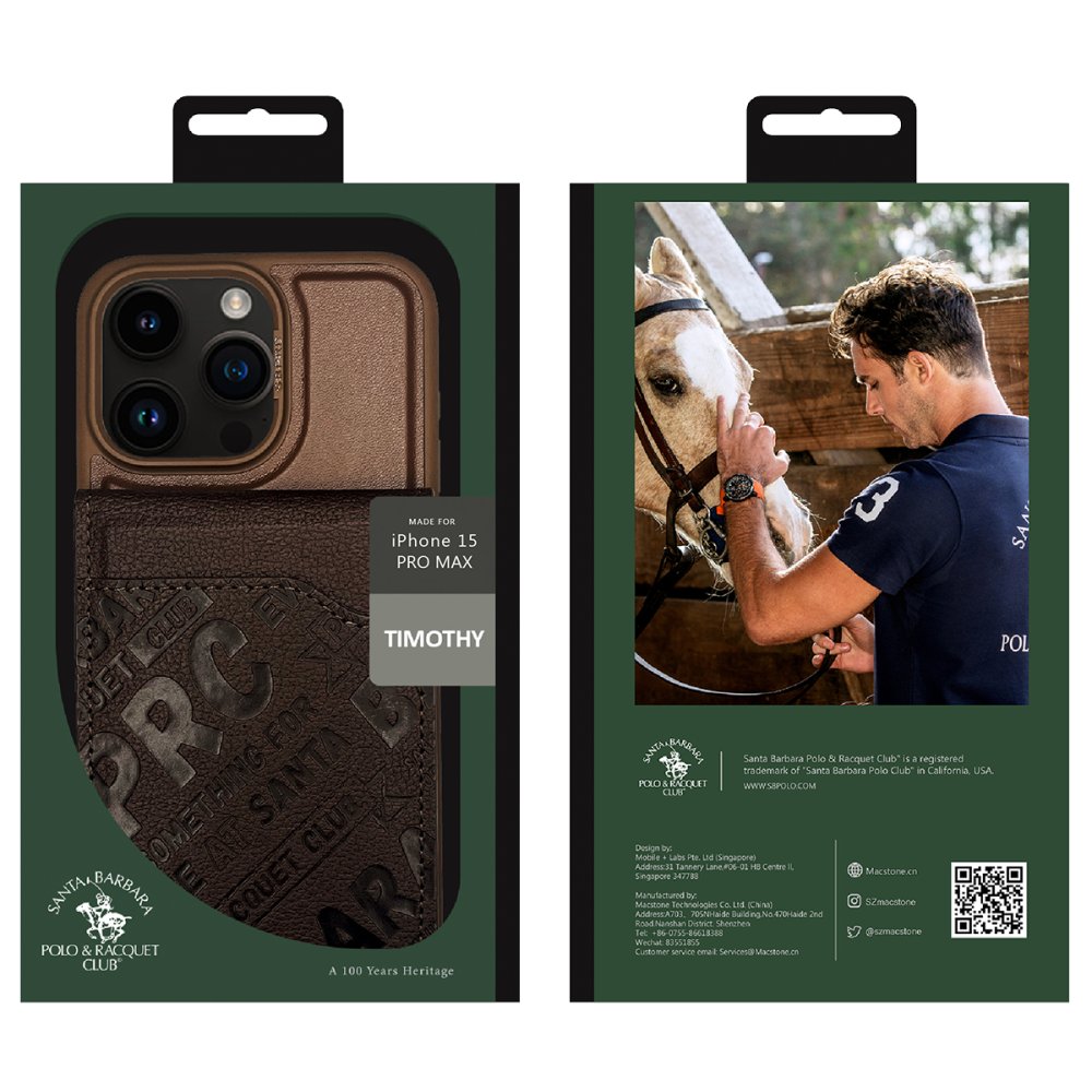 Santa Barbara Polo Racquet Club iPhone 15 Pro Timothy Cüzdanlı Standlı Kapak - Kahverengi