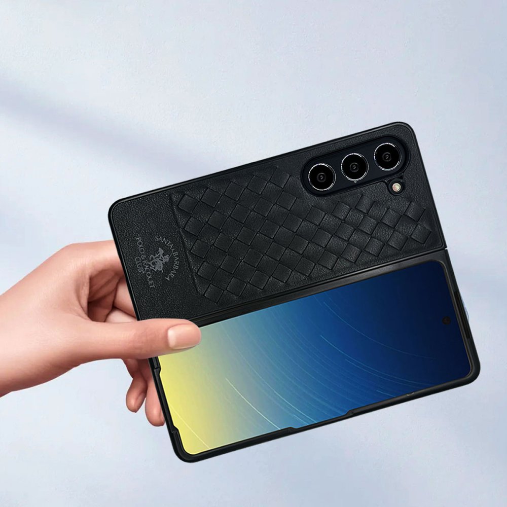 Santa Barbara Polo Racquet Club Samsung Galaxy Z Fold 5 Ravel Deri Kapak - Siyah