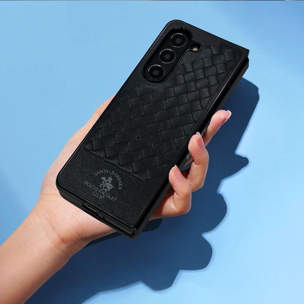 Santa Barbara Polo Racquet Club Samsung Galaxy Z Fold 5 Ravel Deri Kapak - Siyah