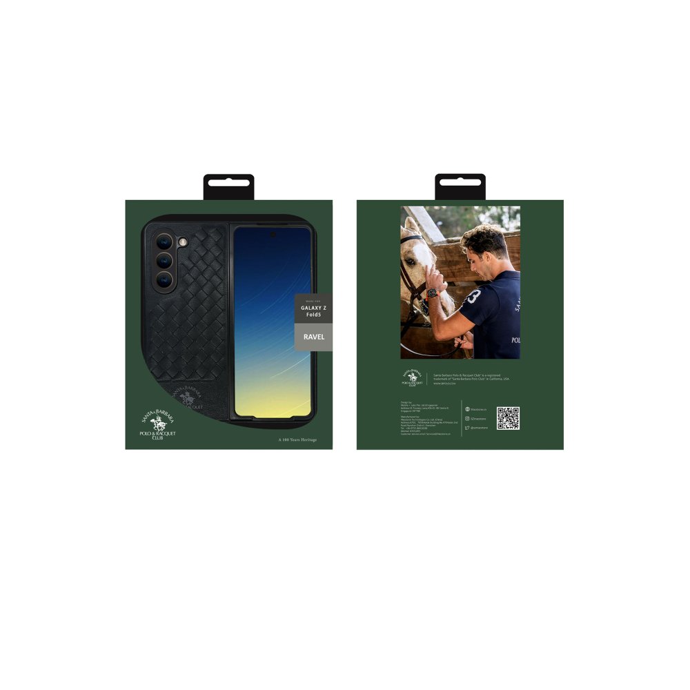 Santa Barbara Polo Racquet Club Samsung Galaxy Z Fold 5 Ravel Deri Kapak - Siyah