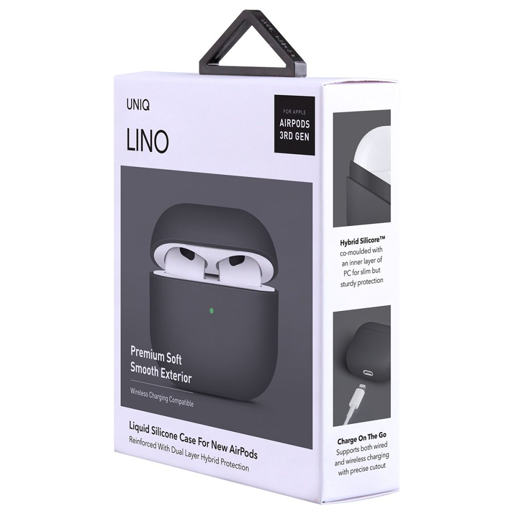 Uniq Airpods 3 (3.nesil) Lino Silikon Kılıf - Gri