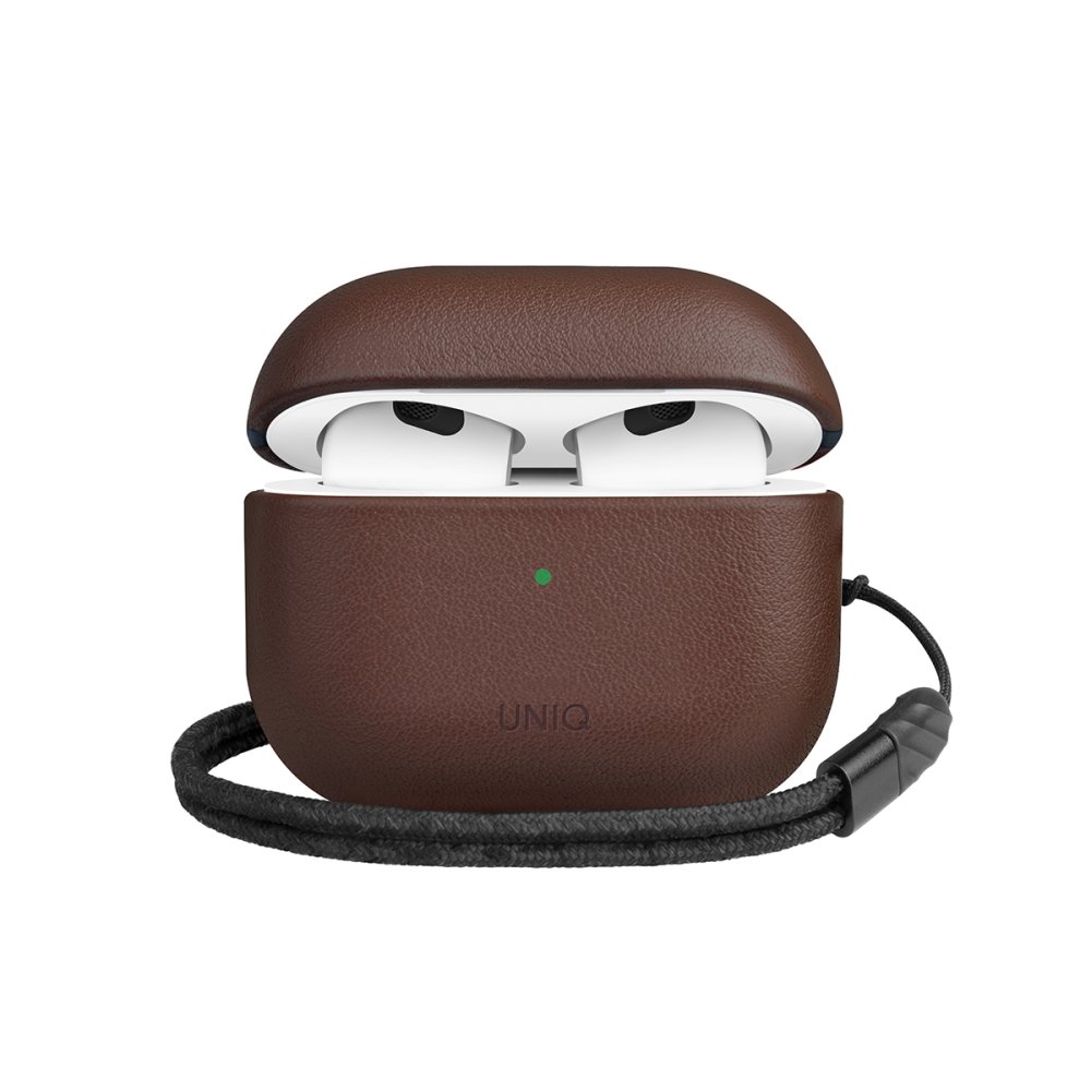 Uniq Airpods 3 (3.nesil) Terra Genuine Deri Kılıf - Kahverengi