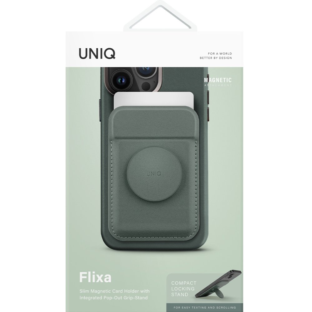 Uniq Flixa Popsocketli Manyetik Kartlık Stand - Koyu Yeşil