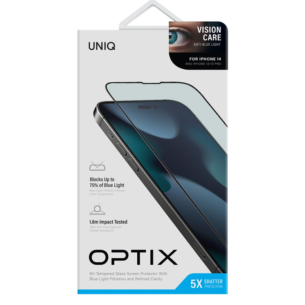Uniq iPhone 14 Optix Vision Care Cam Ekran Koruyucu - Siyah