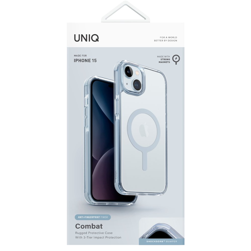 Uniq iPhone 15 Combat Magsafe Kapak - Mavi