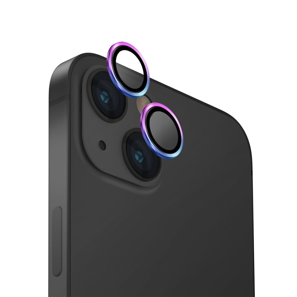 Uniq iPhone 15 Optix Alüminyum Kamera Lens Koruyucu - Gökkuşağı