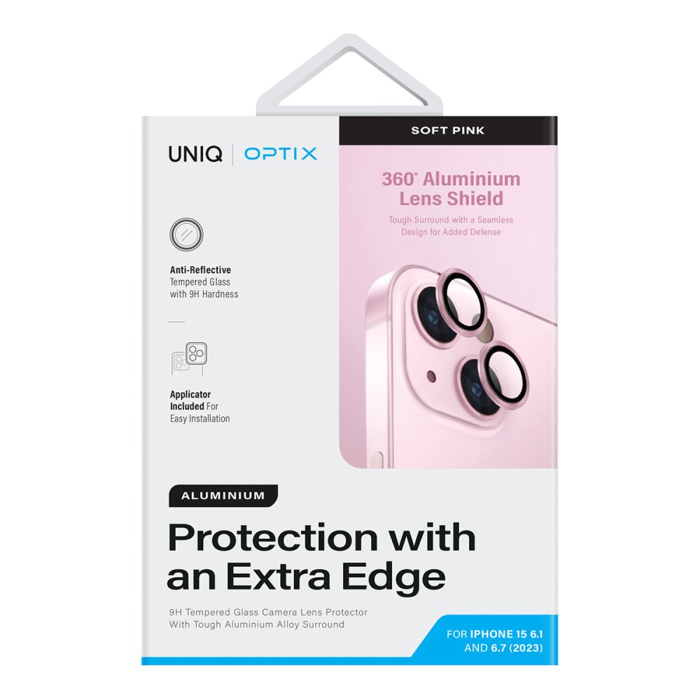 Uniq iPhone 15 Plus Optix Alüminyum Kamera Lens Koruyucu - Mavi