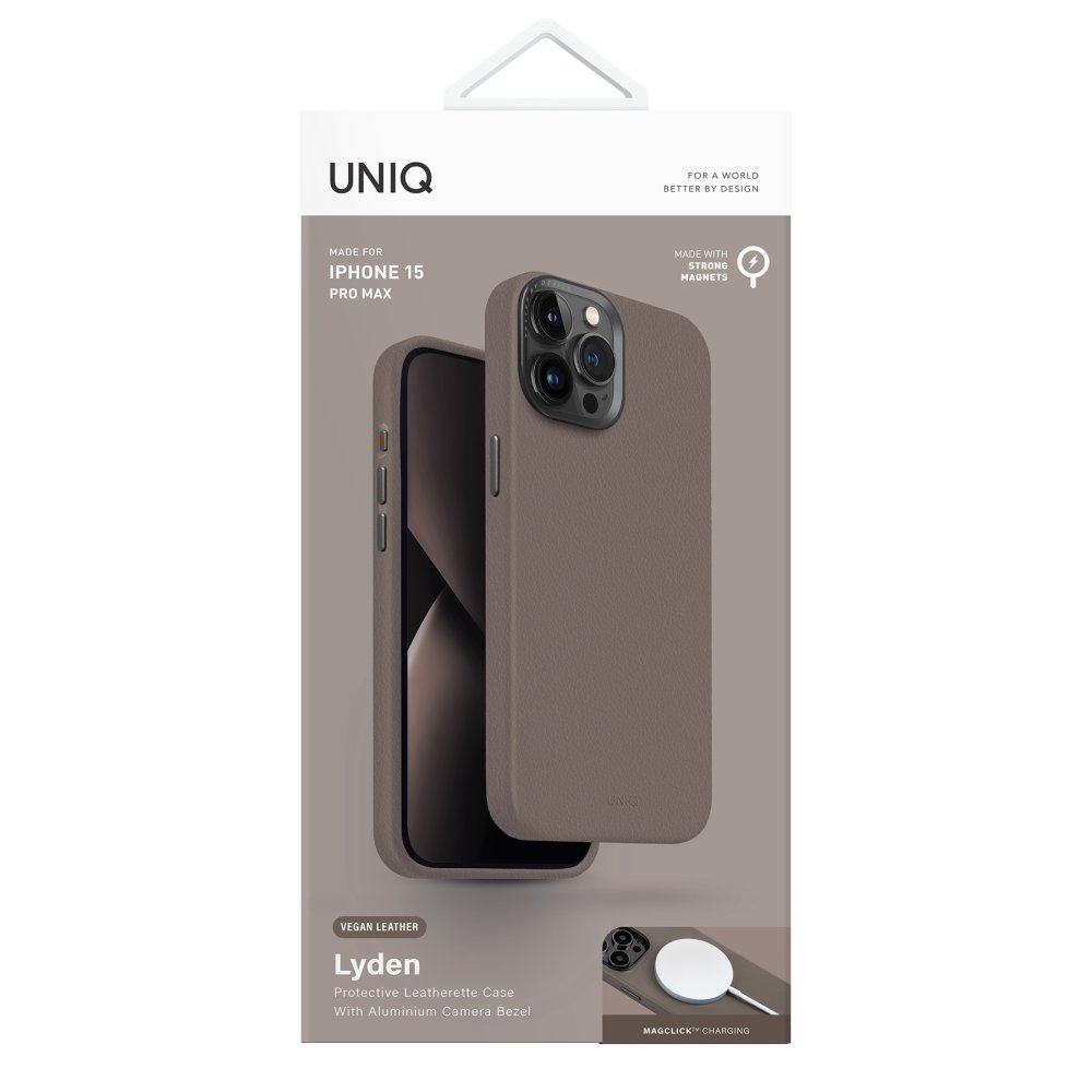 Uniq iPhone 15 Pro Max Lyden Magsafe Deri Kapak - Titan Gri