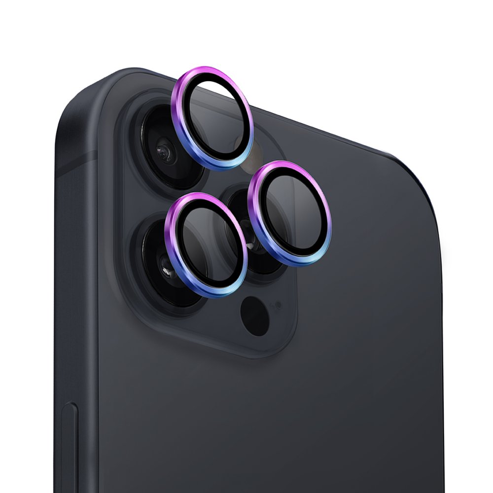 Uniq iPhone 16 Pro Max Optix Alüminyum Kamera Lens Koruyucu - Gökkuşağı