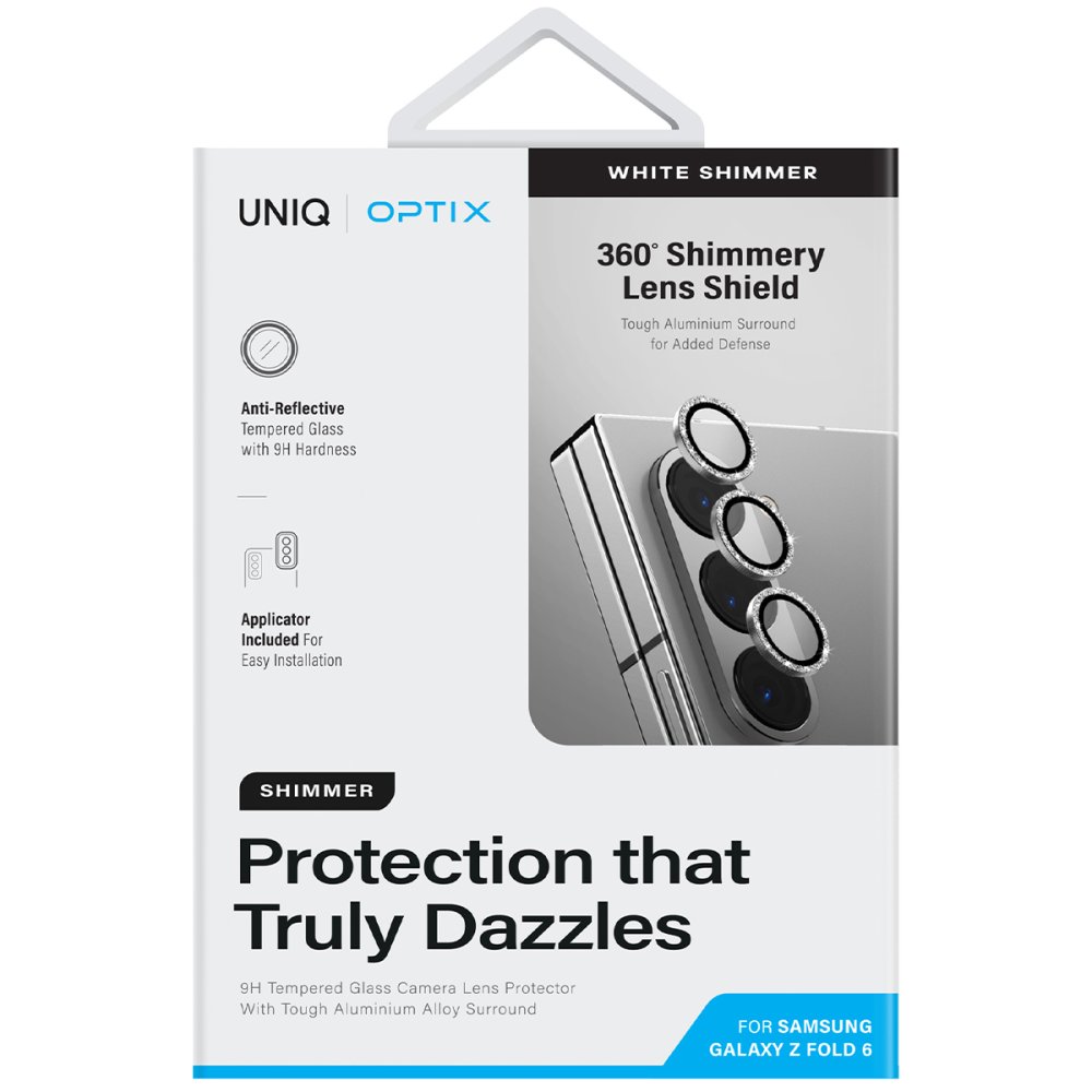 Uniq Samsung Galaxy Z Fold 6 Optix Simli Alüminyum Kamera Koruyucu - Beyaz