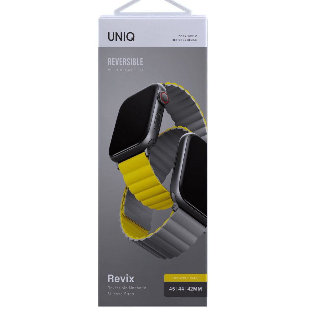Uniq Watch 44mm Revix Reversible Manyetik Kordon - Sarı-Koyu Yeşil