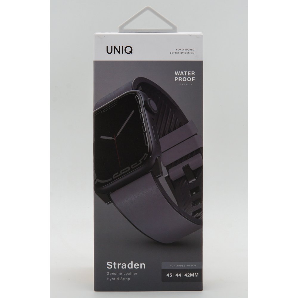 Uniq Watch 44mm Straden Su Geçirmez Deri Kordon - Gri