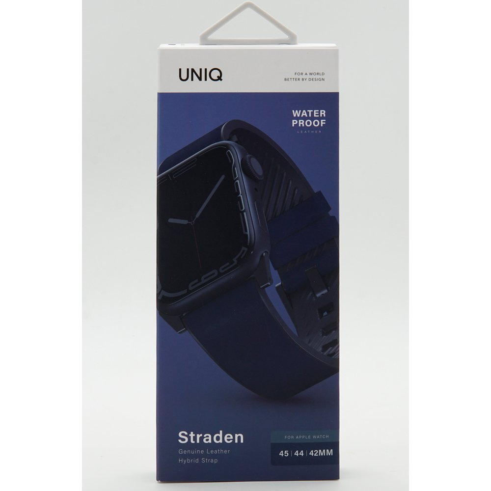 Uniq Watch 44mm Straden Su Geçirmez Deri Kordon - Mavi