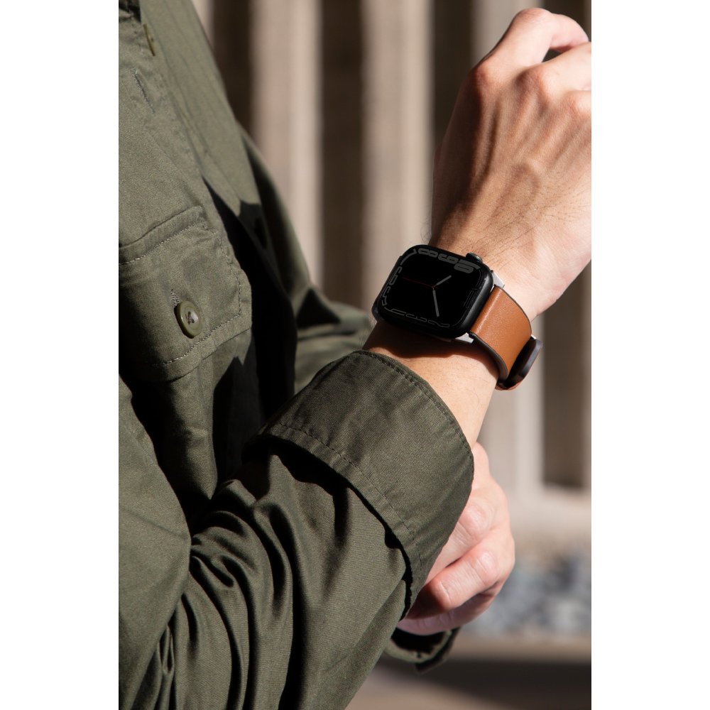 Uniq Watch 45mm Straden Su Geçirmez Deri Kordon - Gri