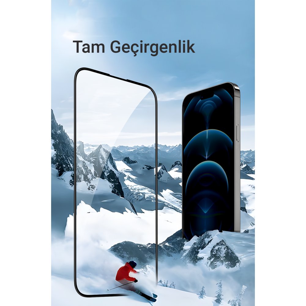 URR iPhone 14 Pro Max 2.5D Antistatik Silkscreen Cam Ekran Koruyucu - Siyah