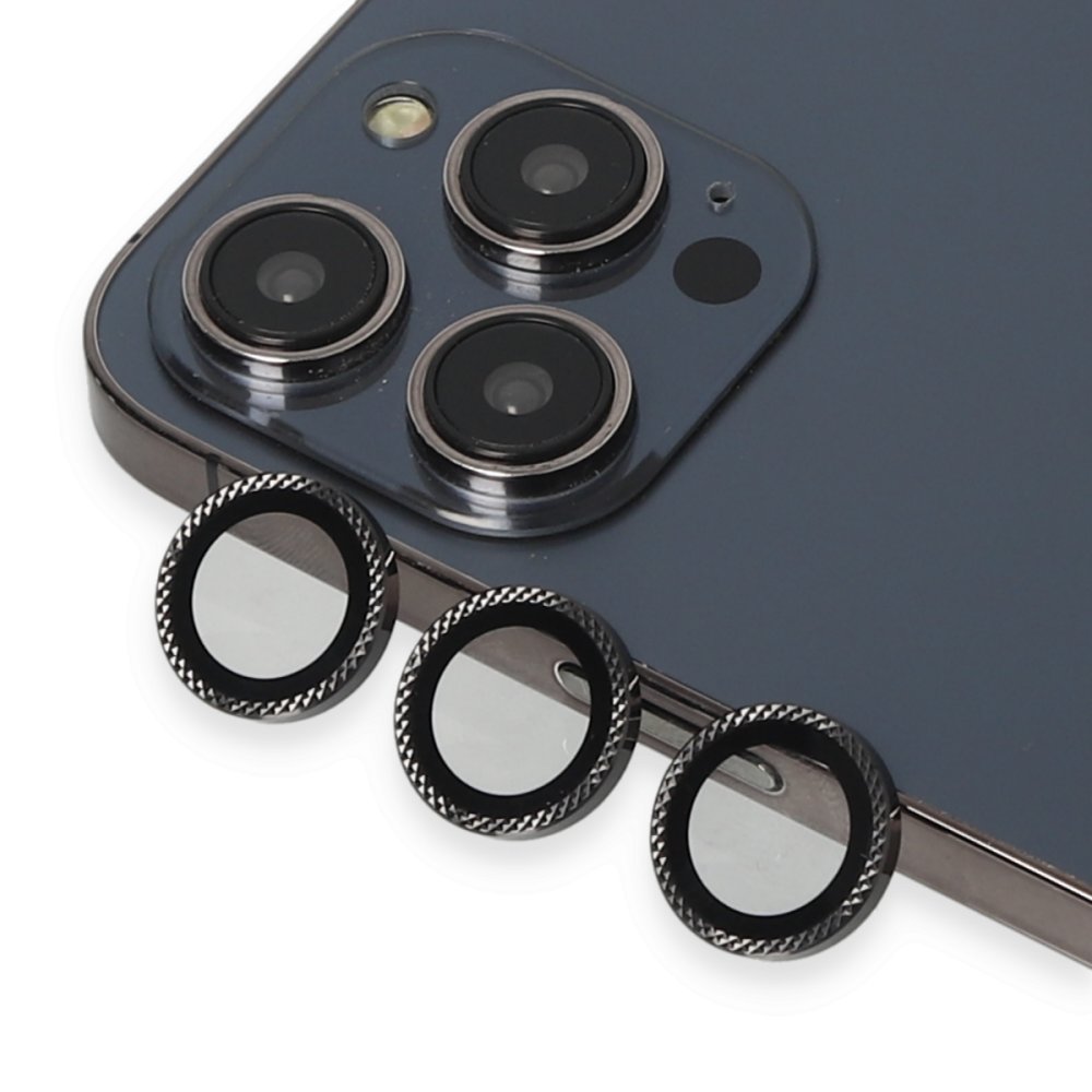URR iPhone 14 Pro Rhomb Snakeskin AR Kamera Lens Koruyucu - Siyah