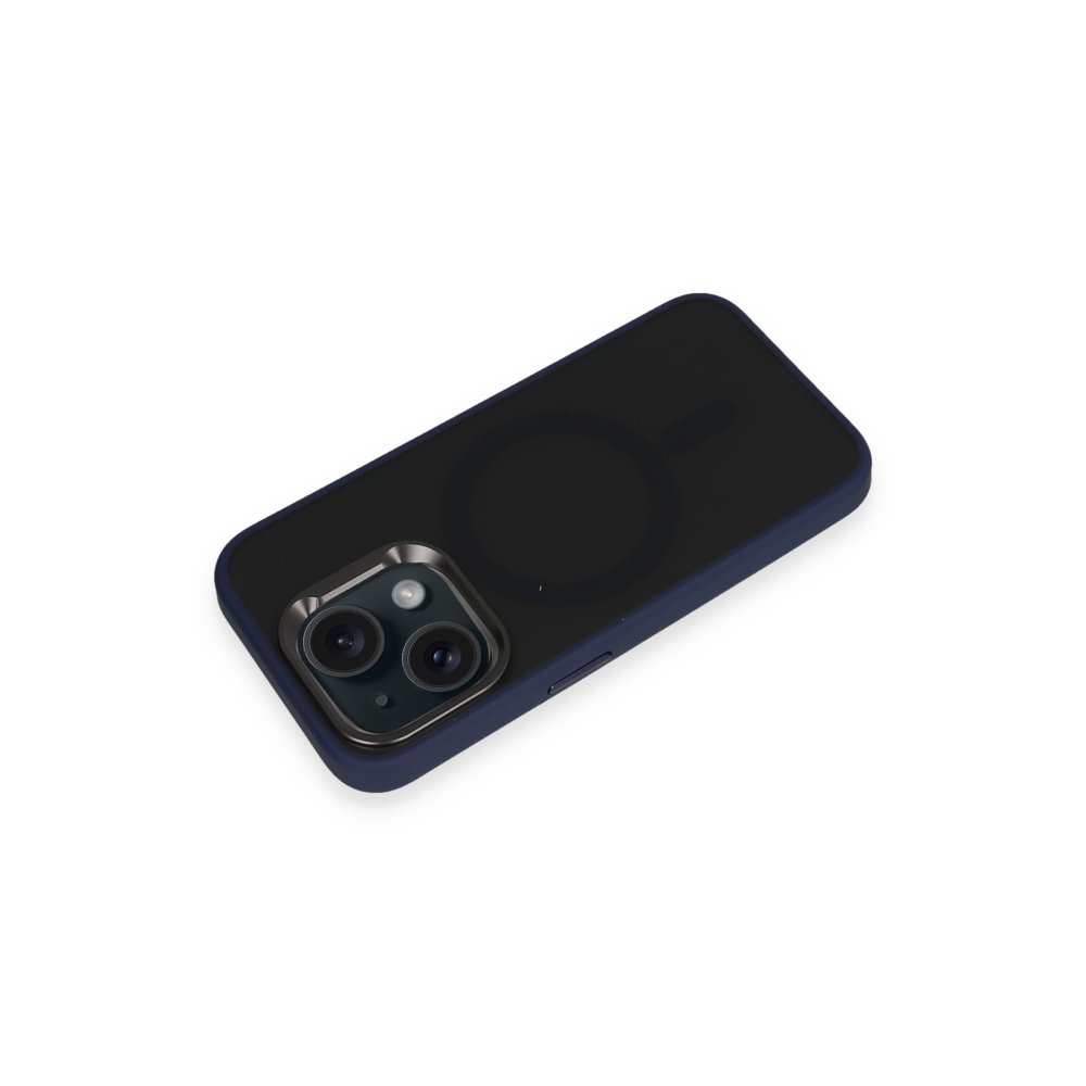 URR iPhone 15 Metal Frame Matte Magsafe Kapak - Lacivert