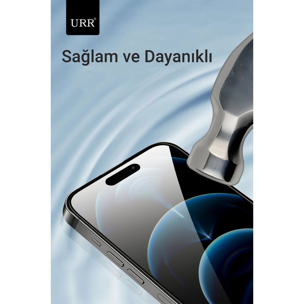 URR iPhone 15 Plus 3D Curved Edge HD Cam Ekran Koruyucu - Siyah