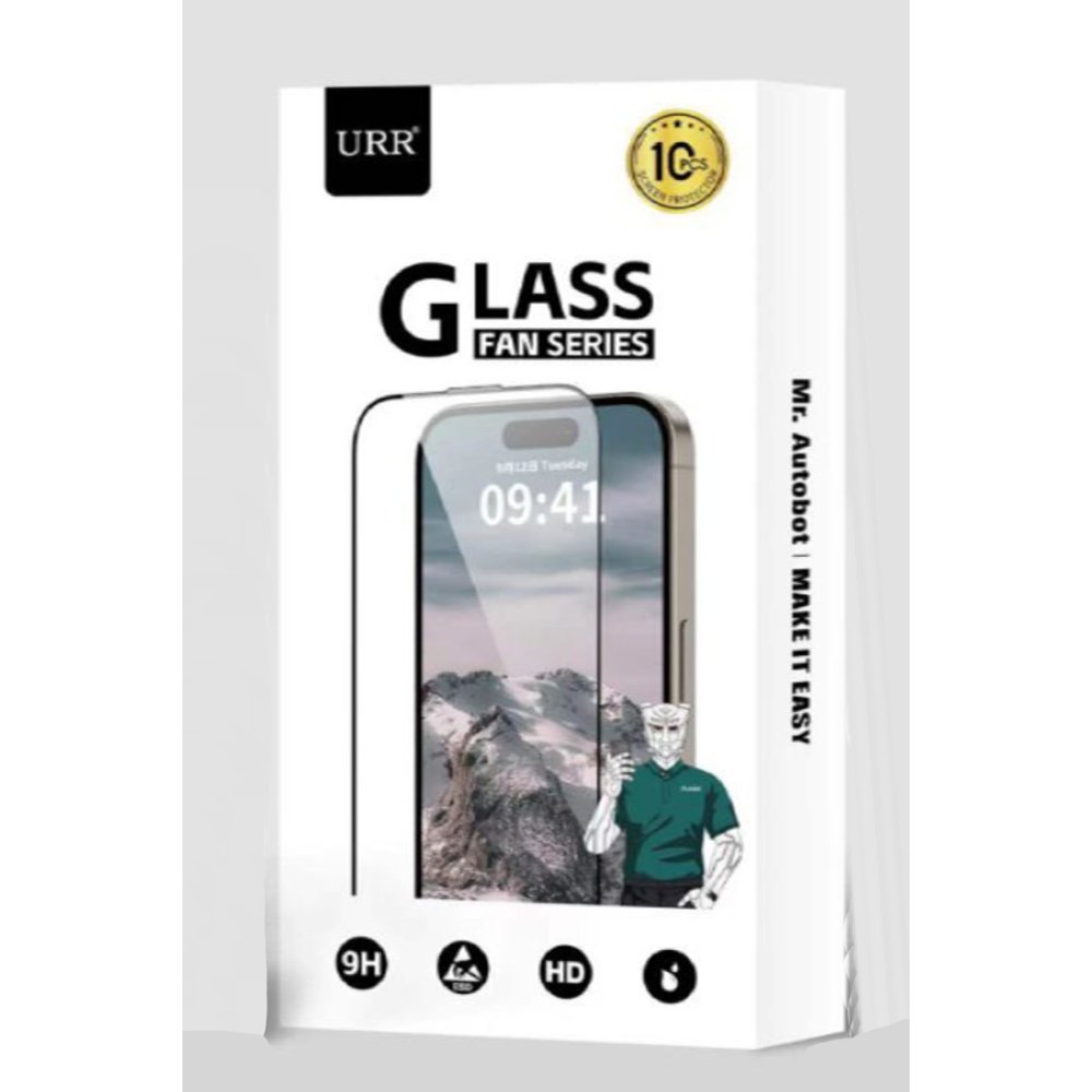 URR iPhone 15 Plus Fan Series HD Antistatik Cam Ekran Koruyucu 10 Adet - Siyah