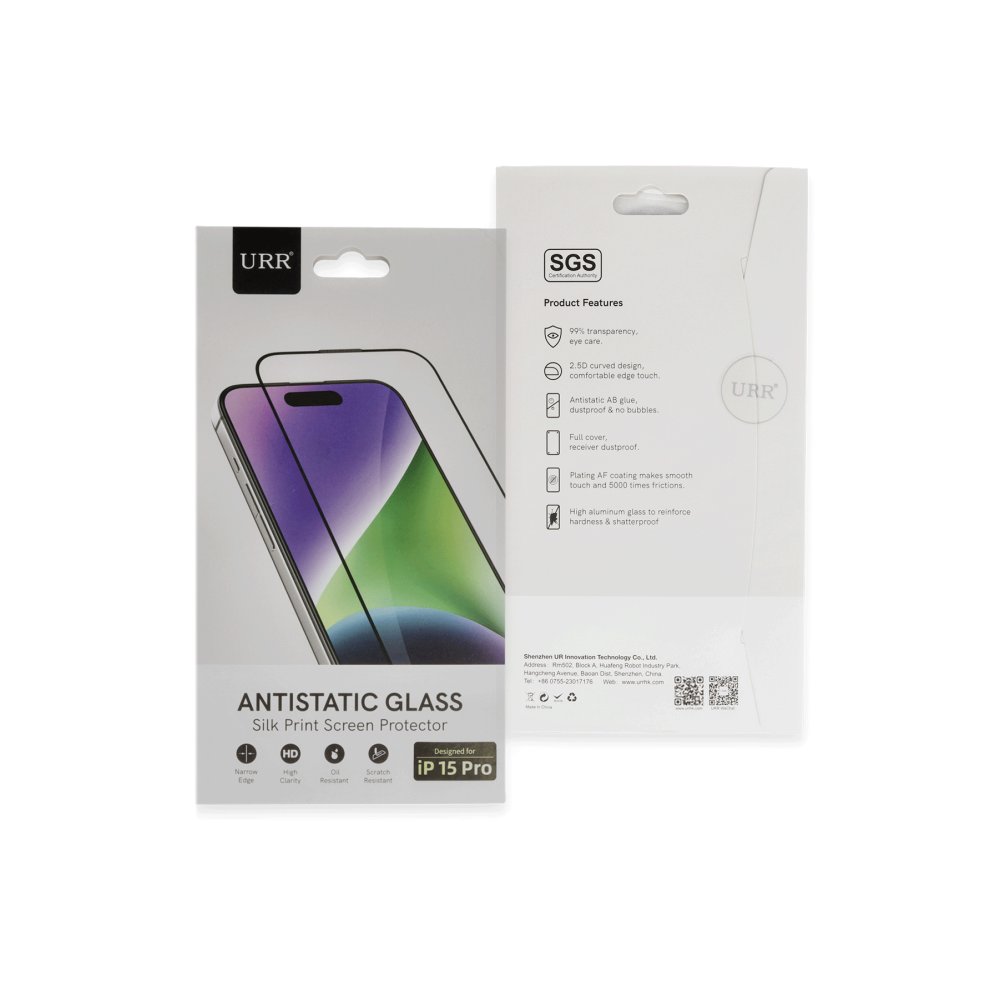 URR iPhone 15 Pro 2.5D Antidust HD Cam Ekran Koruyucu - Siyah
