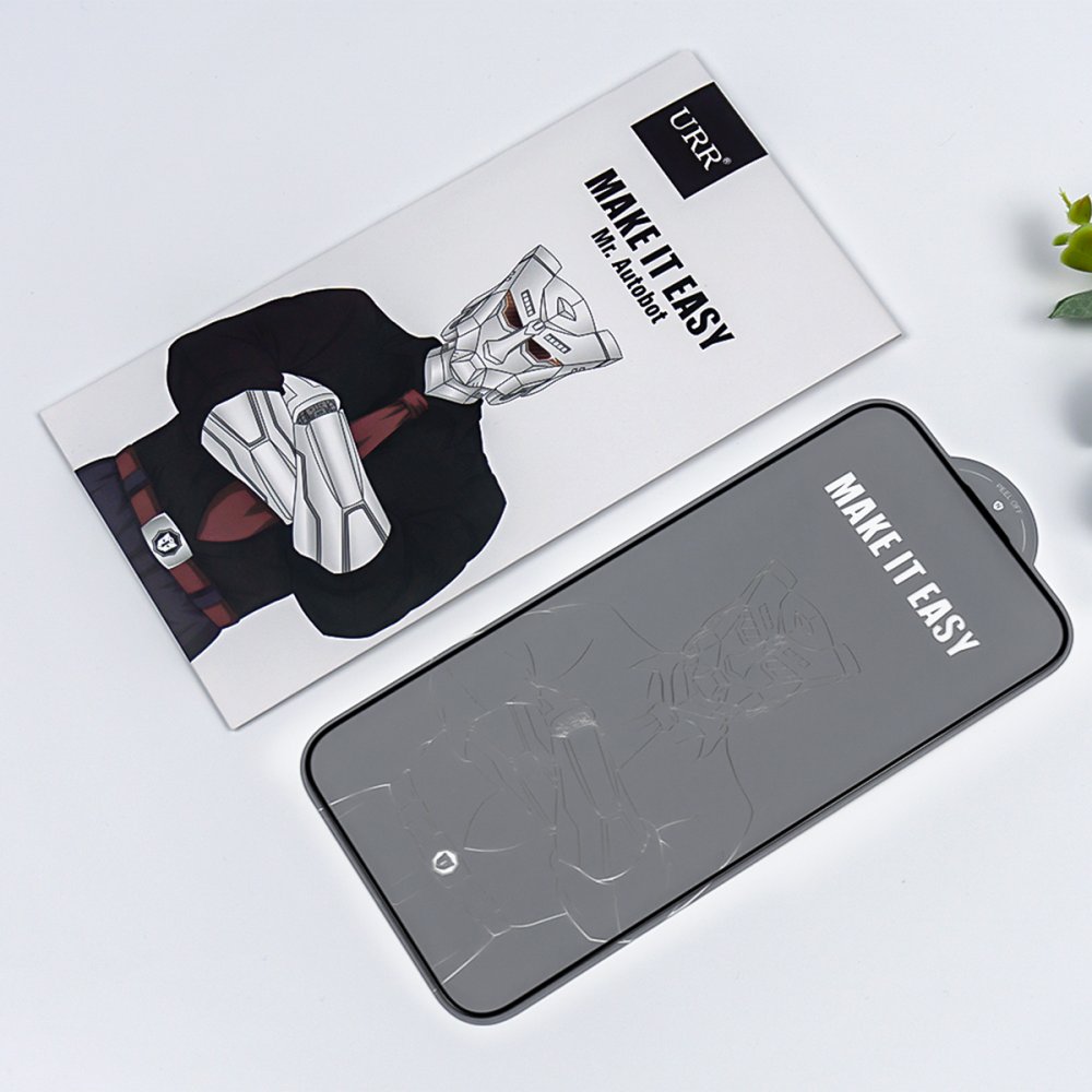 URR iPhone 15 Pro 2.5D Antistatik Silkscreen Cam Ekran Koruyucu - Siyah