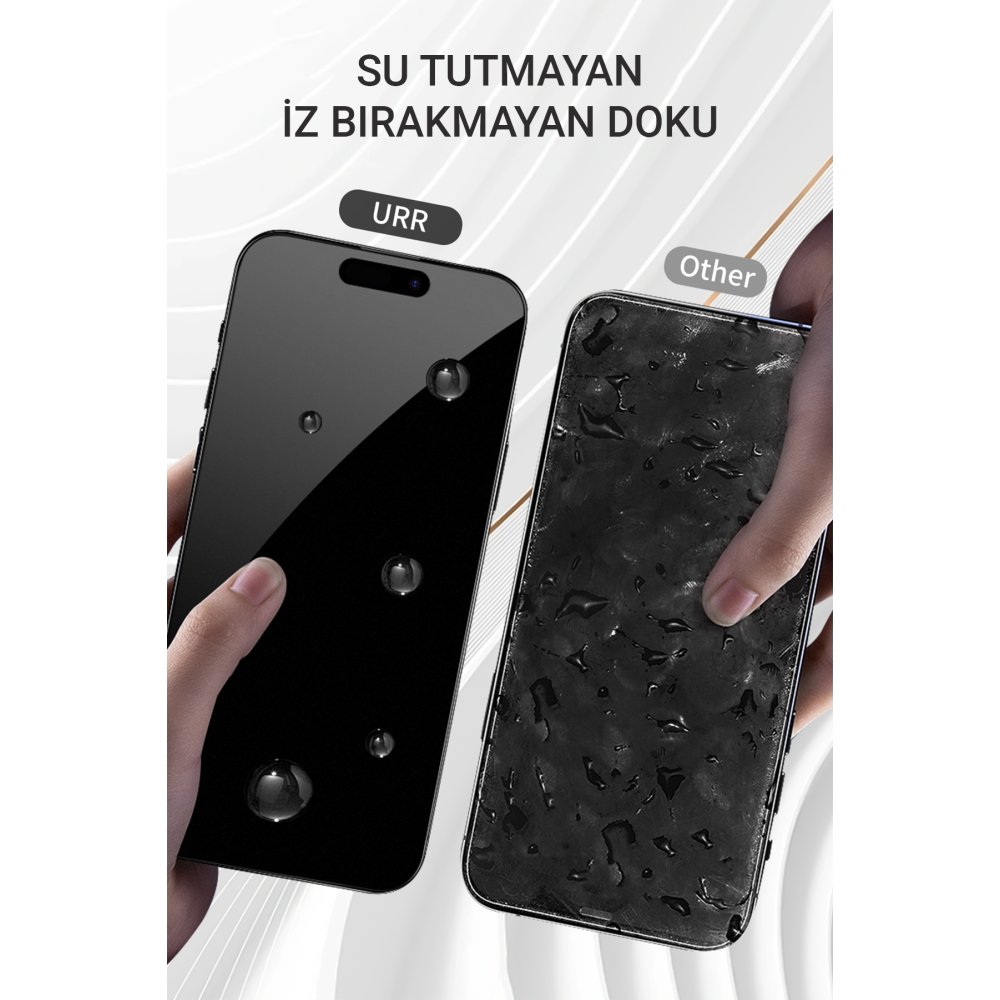 URR iPhone 15 Pro 3D Matte Antiglare Resin Edge Cam Ekran Koruyucu - Siyah