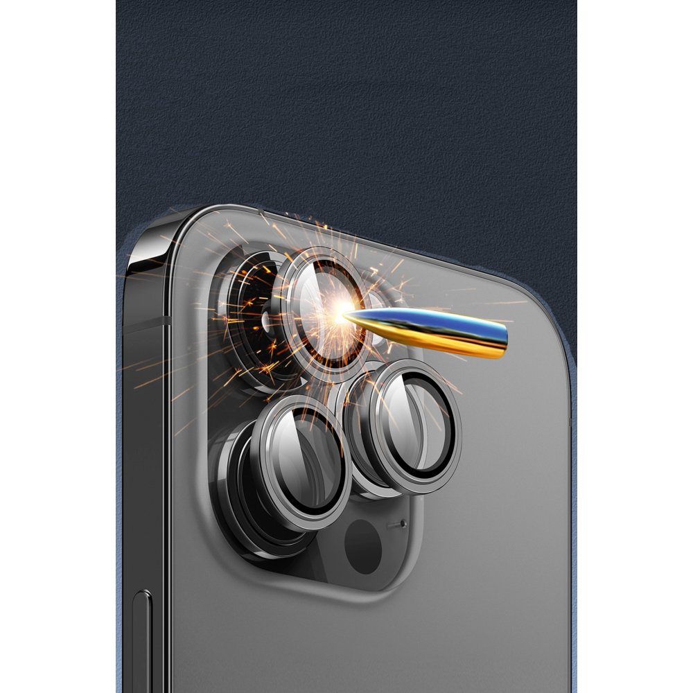 URR iPhone 15 Pro 3D PVD Dioxide Kamera Lens Koruyucu - Gümüş
