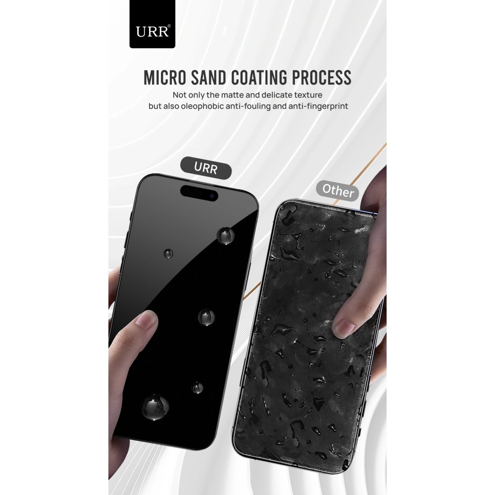 URR iPhone 15 Pro Max Matte Antiglare Cam Ekran Koruyucu - Siyah