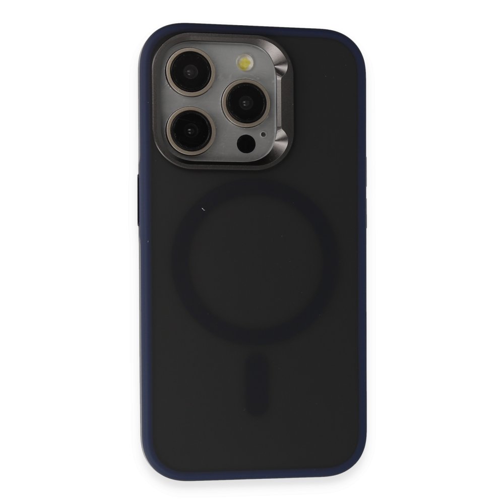 URR iPhone 15 Pro Max Metal Frame Matte Magsafe Kapak - Lacivert
