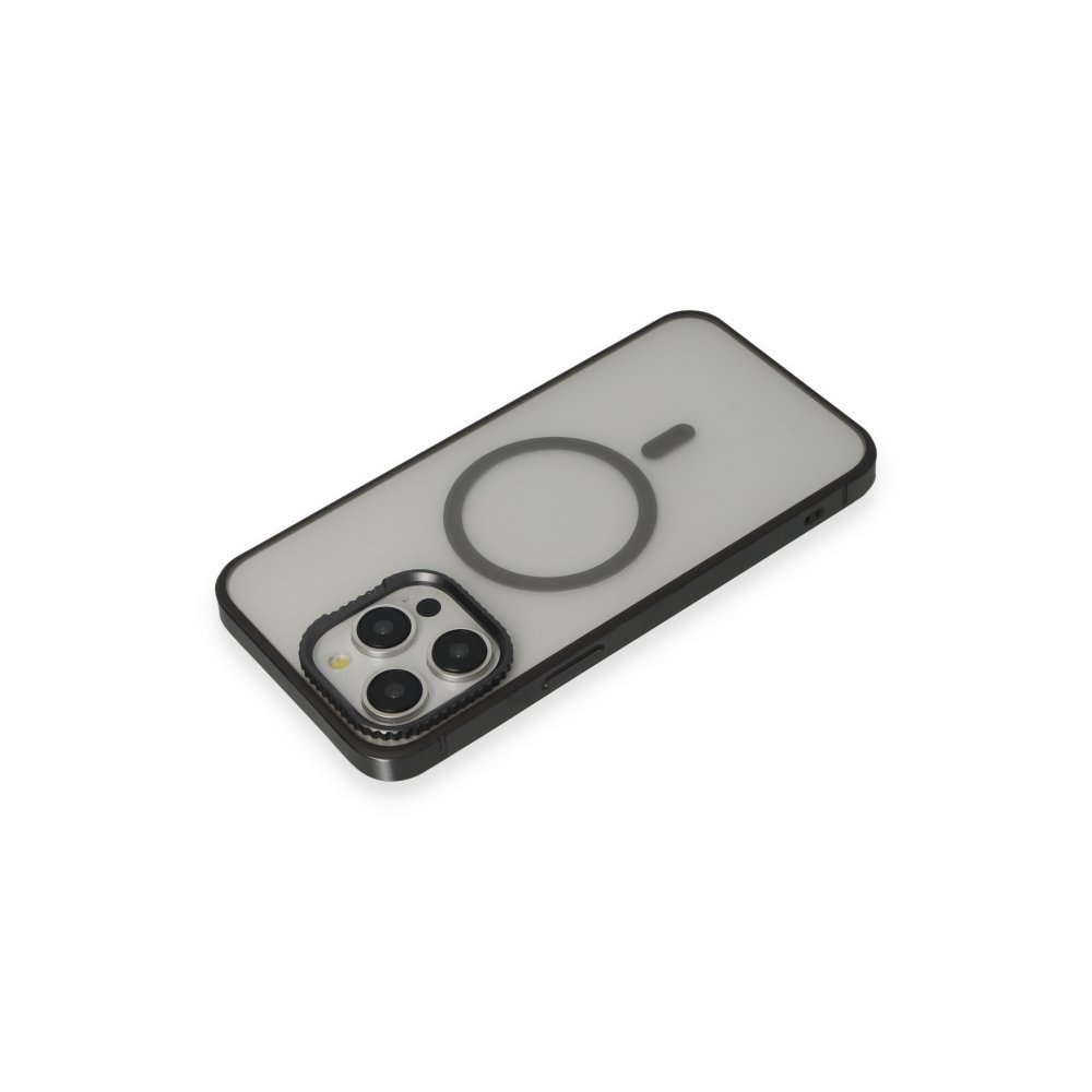 URR iPhone 15 Pro Max PVDSS Lens Titanium Edge Magsafe Kapak - Siyah