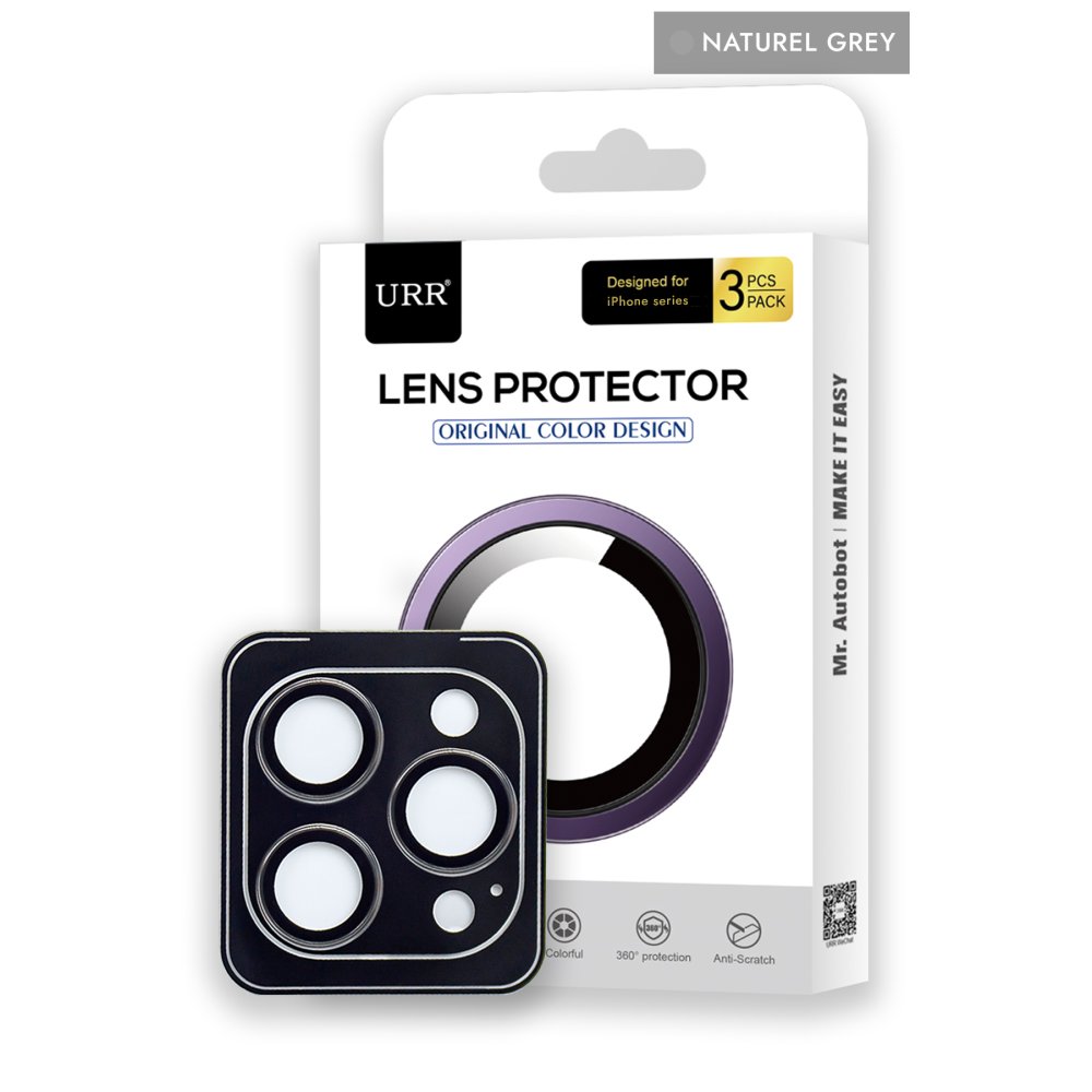 URR iPhone 15 Pro Max Titanium Alloy Kamera Lens Koruyucu - Natural Grey