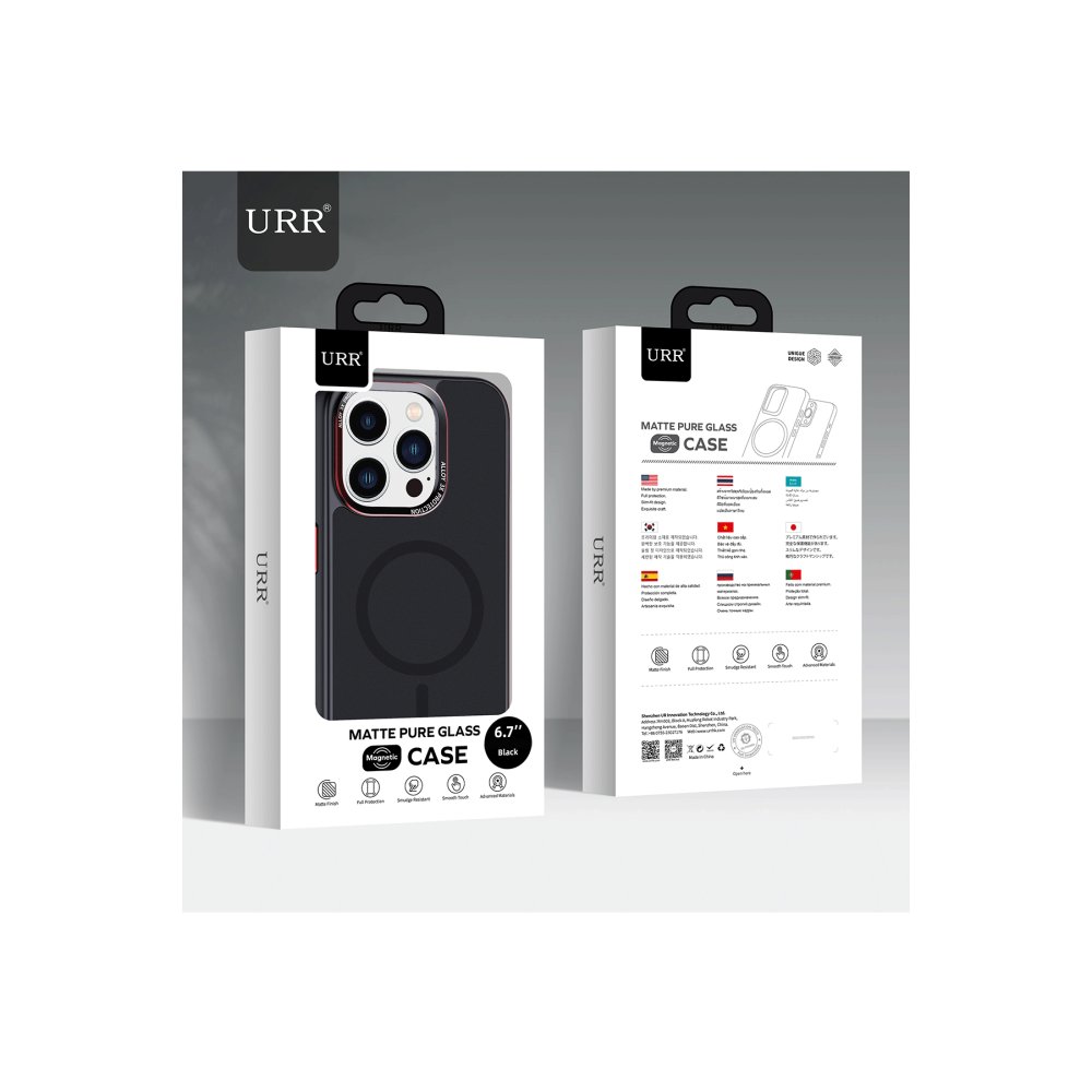 URR iPhone 16 Pro Matte Pure Glass Magsafe Kapak - Siyah