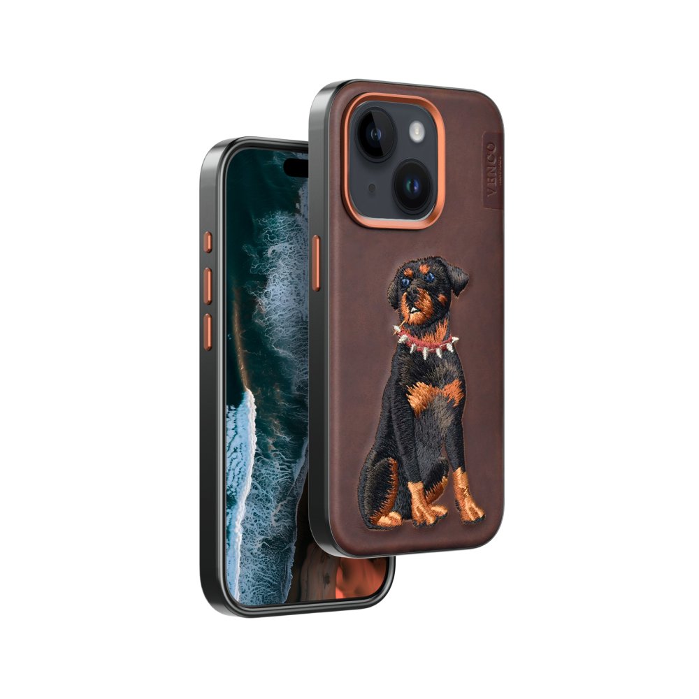 Venco iPhone 14 Perma Desenli Kapak - Koyu Kahve