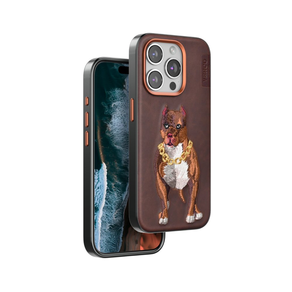 Venco iPhone 15 Pro Max Perma Desenli Kapak - Kahverengi