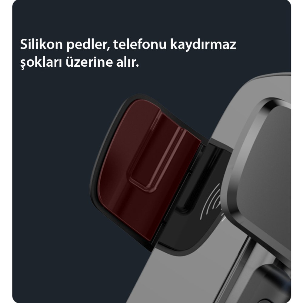 Yesido C186 Izgara Klipsli ve Yapışkanlı 15W Kablosuz Şarjlı Araç Tutucu - Siyah