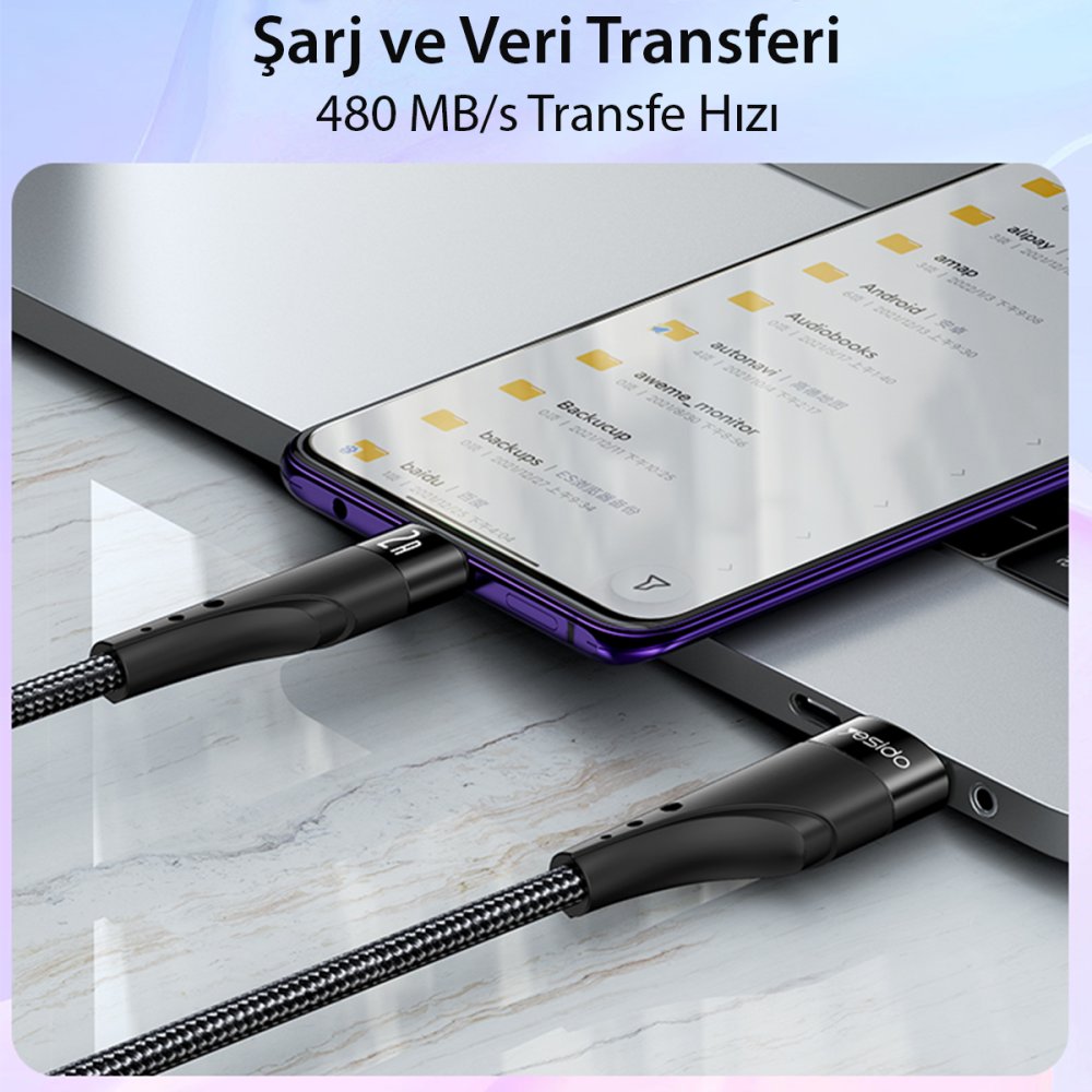 Yesido CA109 3M 2A Usb to Lightning Hızlı Şarj Kablosu - Siyah