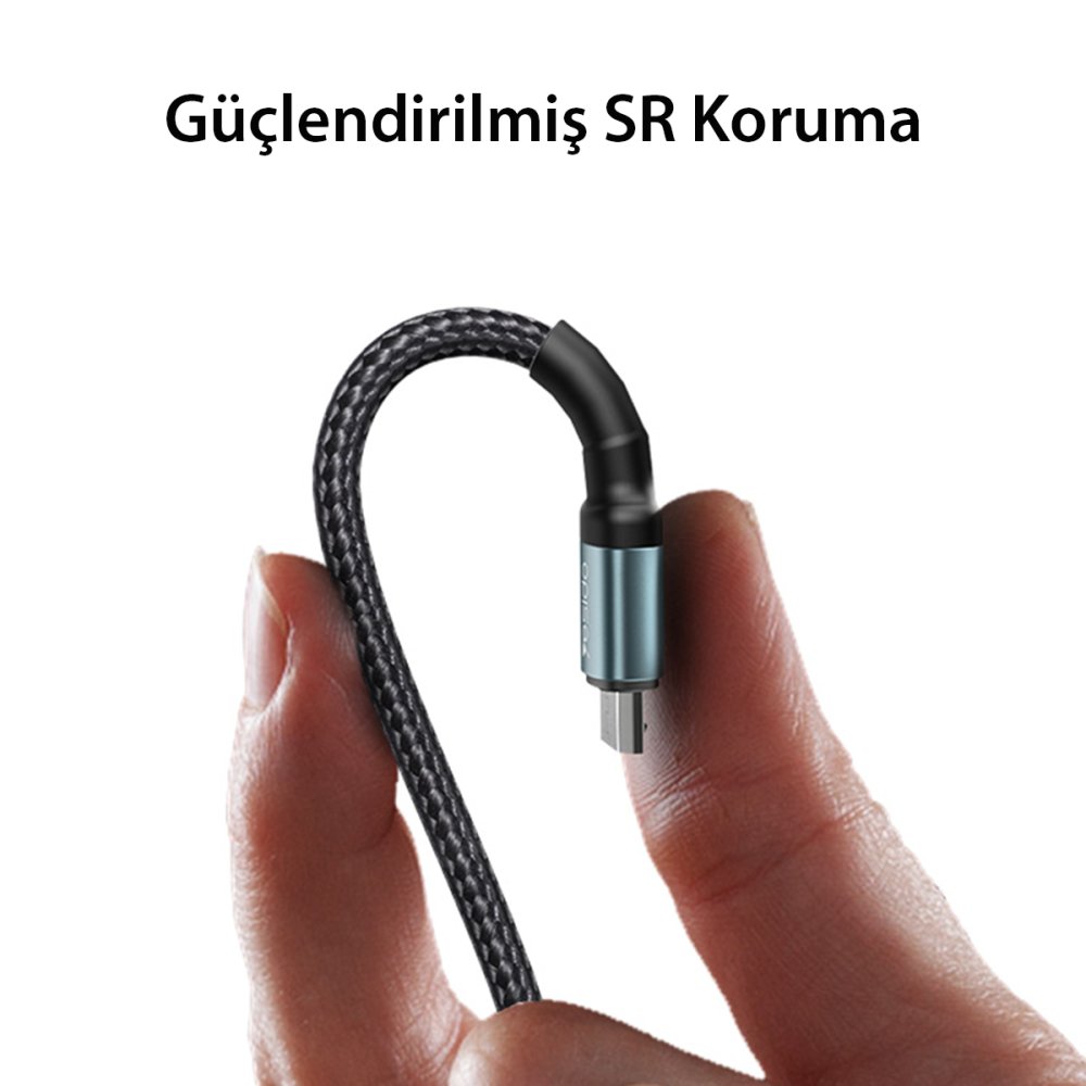 Yesido CA74 1.2M 2.4A Hasırlı Usb to Type-C Hızlı Şarj Kablosu - Siyah