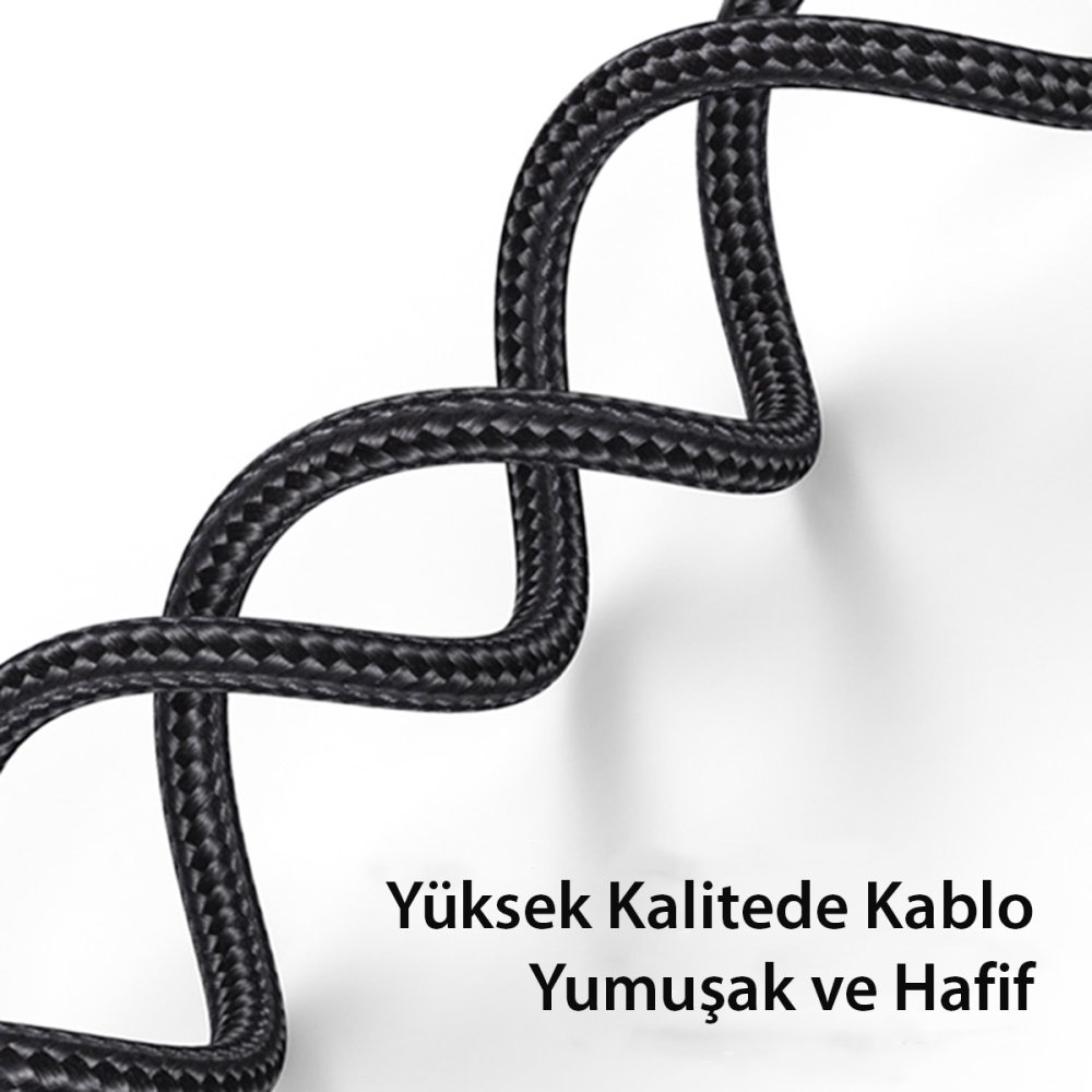 Yesido CA76 1.2M 20W Hasırlı Type-C to Lightning PD Hızlı Şarj Kablosu - Siyah