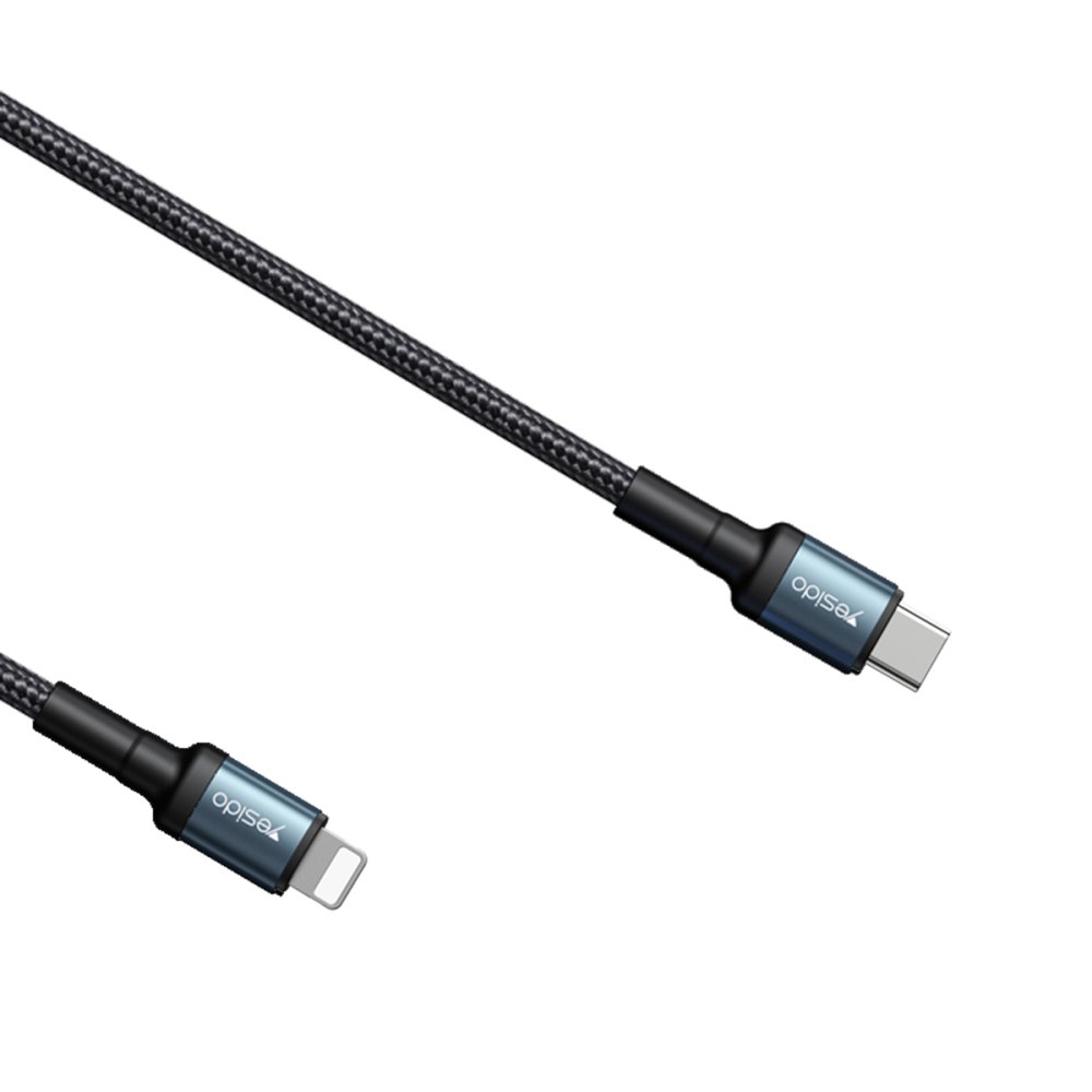 Yesido CA77 2M 20W Hasırlı Type-C to Lightning PD Hızlı Şarj Kablosu - Siyah