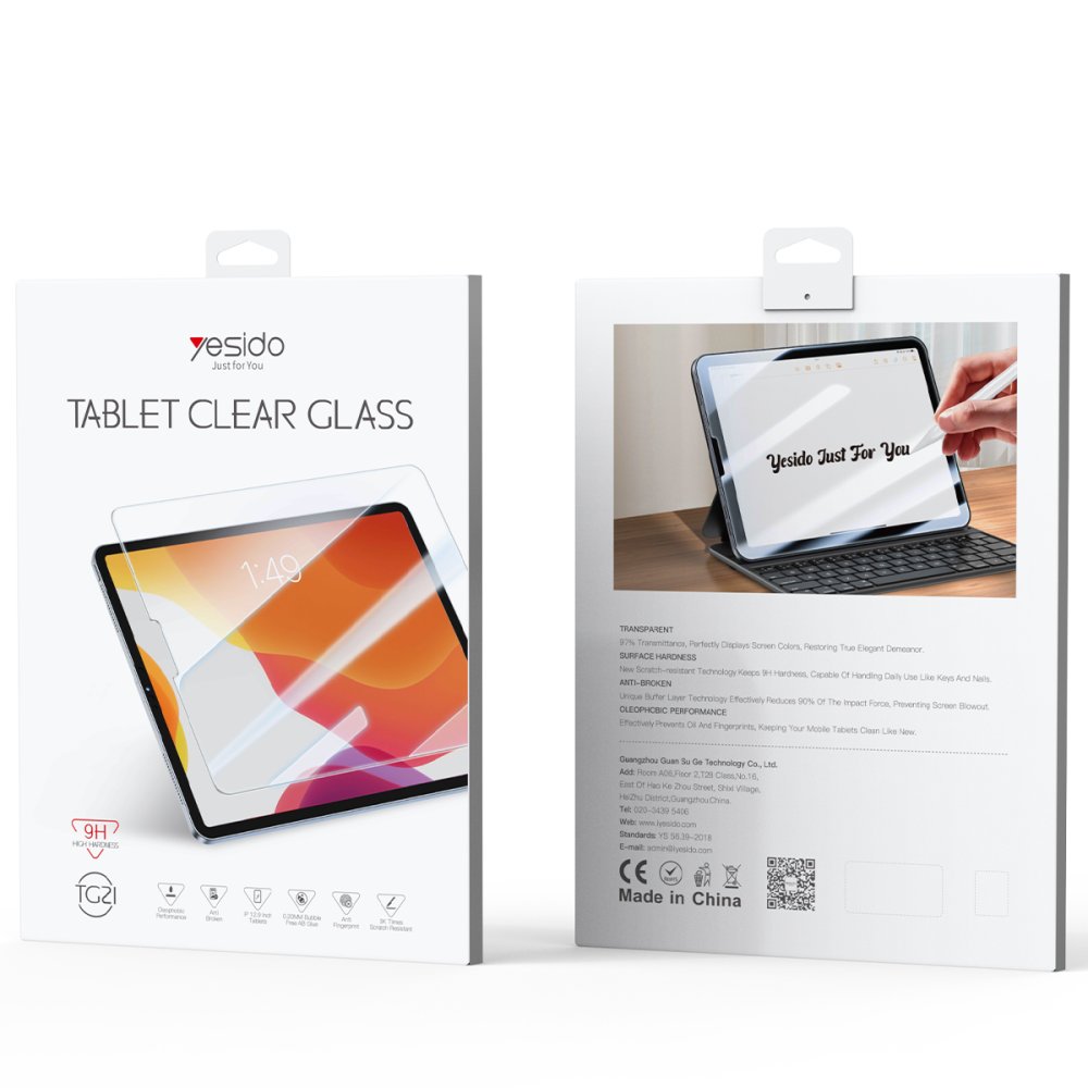 Yesido iPad Pro 12.9 (2022) Clear Tablet Cam Ekran Koruyucu - Şeffaf