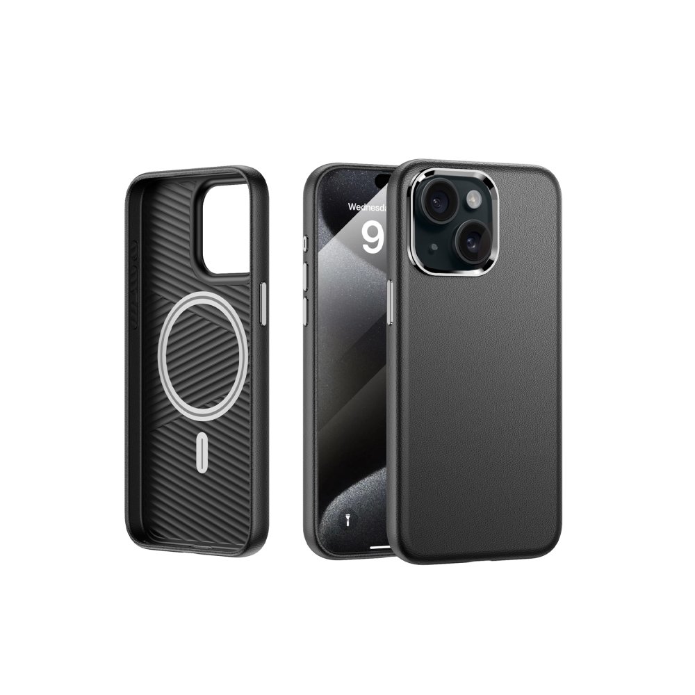 Yesido iPhone 15 PC09 Elegance Deri Magsafe Kapak - Siyah