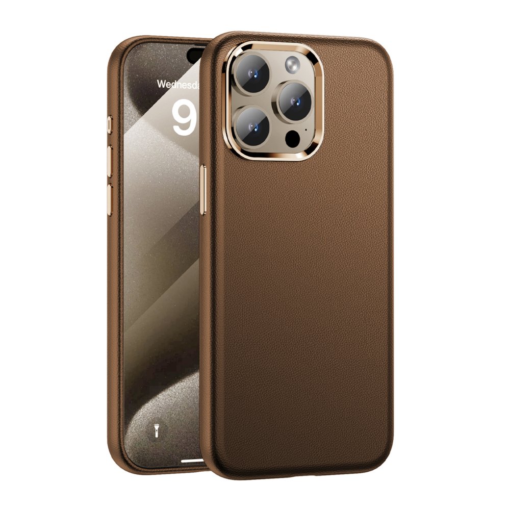 Yesido iPhone 15 Pro PC09 Elegance Deri Magsafe Kapak - Taba